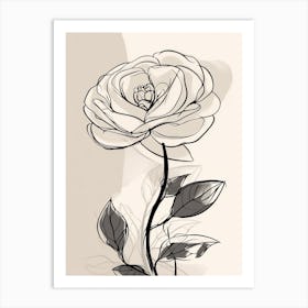 Line Art Roses Flowers Illustration Neutral 18 Art Print