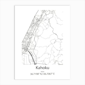 Kahoku,Japan Minimalist Map Art Print