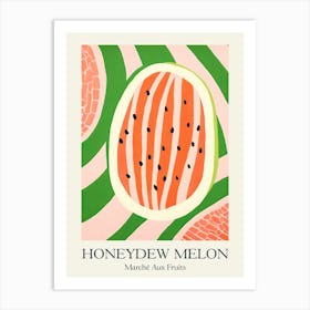 Marche Aux Fruits Honeydew Melon Fruit Summer Illustration 1 Art Print