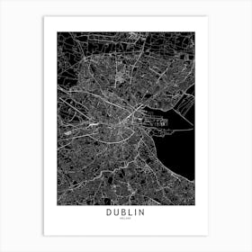 Dublin Black And White Map Art Print