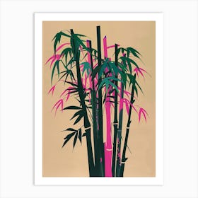 Bamboo Tree Colourful Illustration 2 Art Print