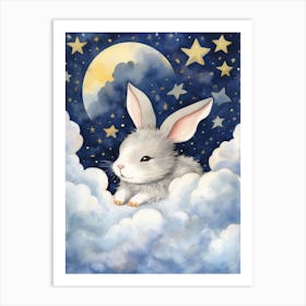 Baby Rabbit 3 Sleeping In The Clouds Art Print