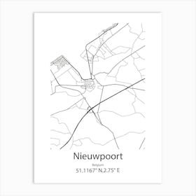 Nieuwpoort,Belgium Minimalist Map Art Print