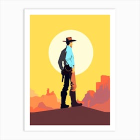 Cowboy In The Sunset 2 Art Print