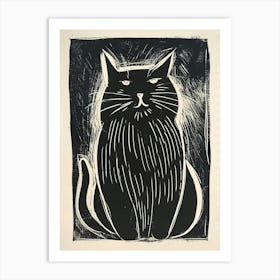 Himalayan Cat Linocut Blockprint 1 Art Print