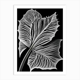 Papaya Leaf Linocut 1 Art Print