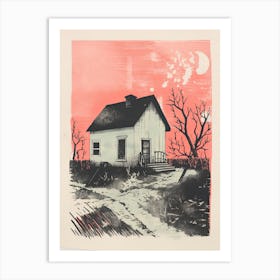 A House In Cape Cod, Abstract Risograph Style 3 Art Print
