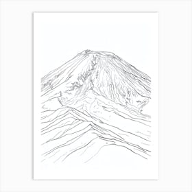 Mount Etna Italy Line Drawing 6 Art Print