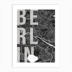 Berlin Mono Street Map Text Overlay Art Print