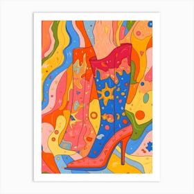 Colorful Boots On A Colorful Background Art Print