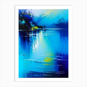 Blue Lake Landscapes Waterscape Bright Abstract 2 Art Print
