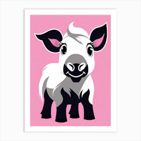 Playful foal On Solid pink Background, modern animal art, baby pony Art Print