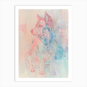 Colourful Swedish Vallhund Line Illustration 3 Art Print