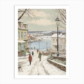 Vintage Winter Illustration Plymouth United Kingdom Art Print