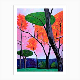 Redbud Tree Cubist Art Print