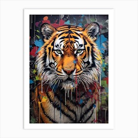 Tiger Art In Street Art Style 3 Art Print