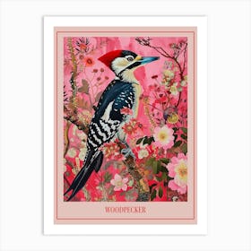 Floral Animal Painting Woodpecker 2 Poster Art Print