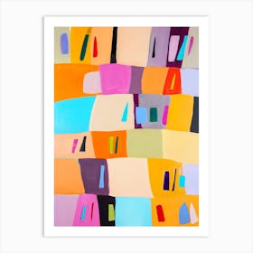 Modern Squares Print Bold Orange Palette Art Print