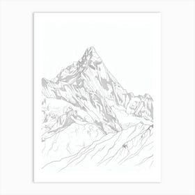 Makalu Nepal China Line Drawing 3 Art Print