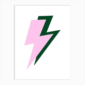 Lightning Bolt Green and Pink Art Print