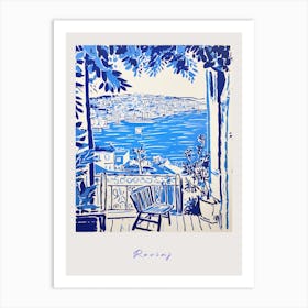 Rovinj Croatia Mediterranean Blue Drawing Poster Art Print