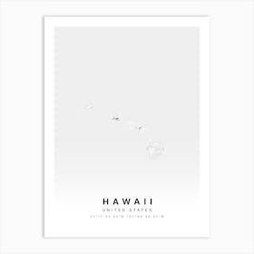 Hawaii United States White Map Art Print