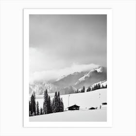 Ischgl, Austria Black And White Skiing Poster Art Print