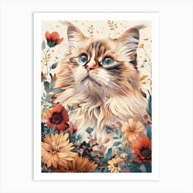 Cat In Flowers 2 Art Print