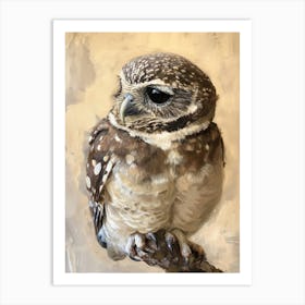 Collared Scops Owl Painting 3 Art Print