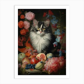 Cute Cat Rococo Style Painting 2 Art Print