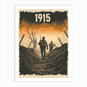 Aihrgdesign A Vintage Poster Depicting Soldiers In The Trench F013b51c 88b4 45ae B301 206236cd6ae1 3 Art Print