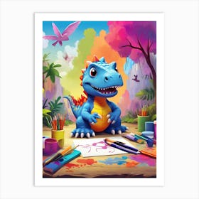 Dinosaur Drawing 3 Art Print