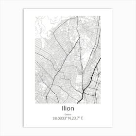 Ilion,Greece Minimalist Map Art Print