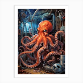Defensive Octopus Illustration 5 Art Print