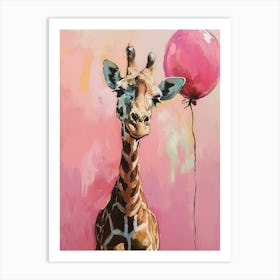 Cute Giraffe 1 With Balloon Art Print