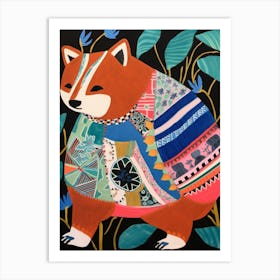 Maximalist Animal Painting Red Panda 2 Art Print