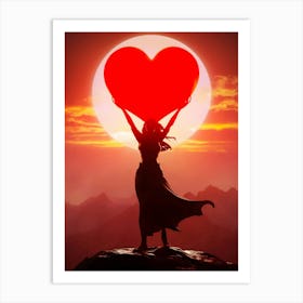 Woman Holding A Heart Art Print