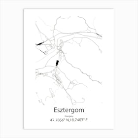 Esztergom,Hungary Minimalist Map Art Print