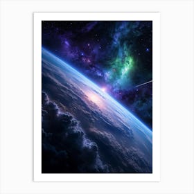 Galaxy Vista From The International Space Station Viewport Nebula Clouds Swirling In Hues Of Purple Art Print