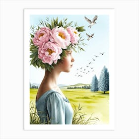 Peonies In The Wind Art Print