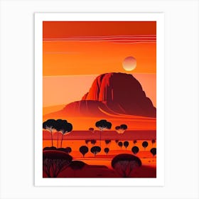 Uluru Retro Sunset Art Print
