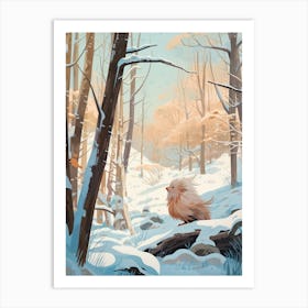 Winter Porcupine 2 Illustration Art Print