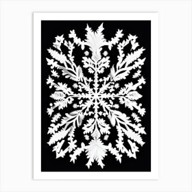 Winter Snowflake Pattern, Snowflakes, Linocut 2 Art Print