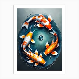 Koi Fish Yin Yang Painting (5) Art Print