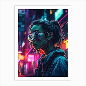 Neon Girl Art Art Print