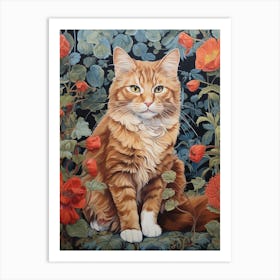 Cat In Floral Medieval Monestary 1 Art Print