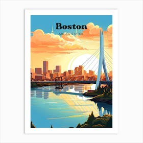 Boston United States Silhouette Travel Art Illustration Art Print