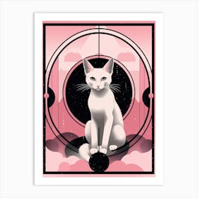 The Fool Tarot Card, Black Cat In Pink 0 Art Print