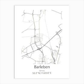 Barleben,Germany Minimalist Map Art Print