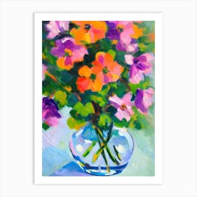 Columbine Floral Abstract Block Colour 1 Flower Art Print